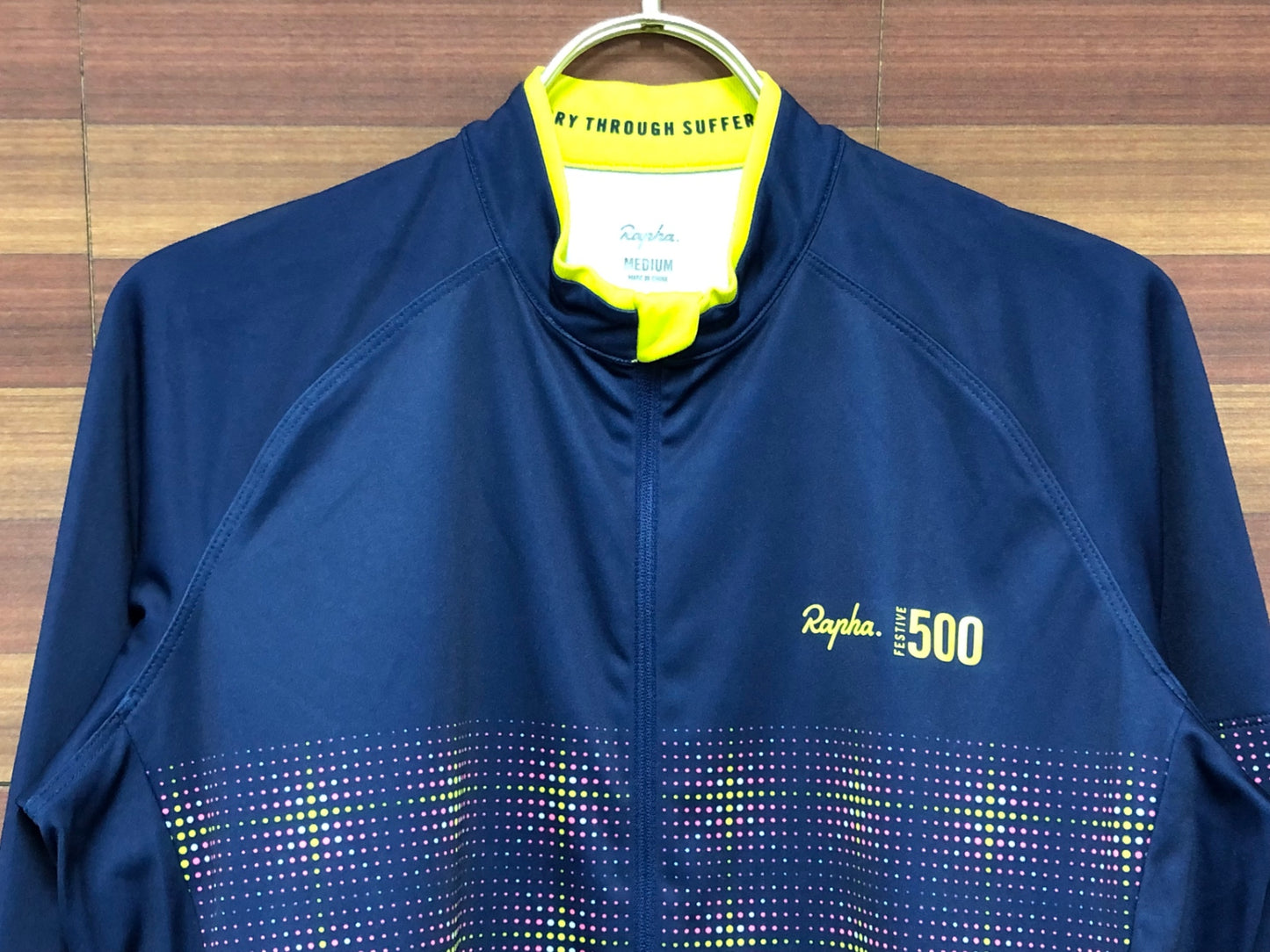 IP667 ラファ RAPHA MEN'S LONG SLEEVE CORE JERSEY 500FESTIVE 長袖 サイクルジャージ 紺 Mサイズ