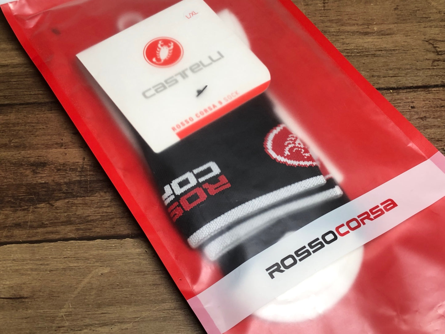 II232 カステリ castelli ROSO CORSA 9 SOCKS サイクルソックス 黒 L/XL