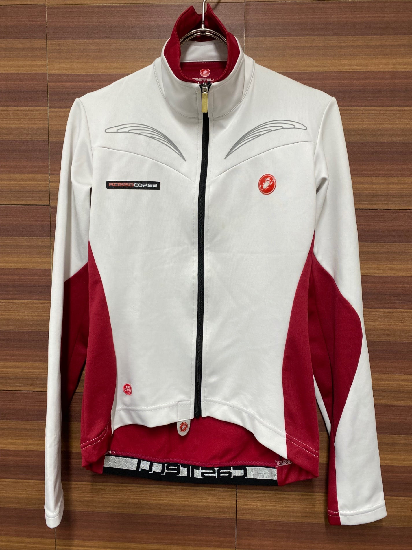 HV805 カステリ CASTELLI ロッソコルサ ROSSO CORSA 長袖 サイクルジャージ 白赤 S