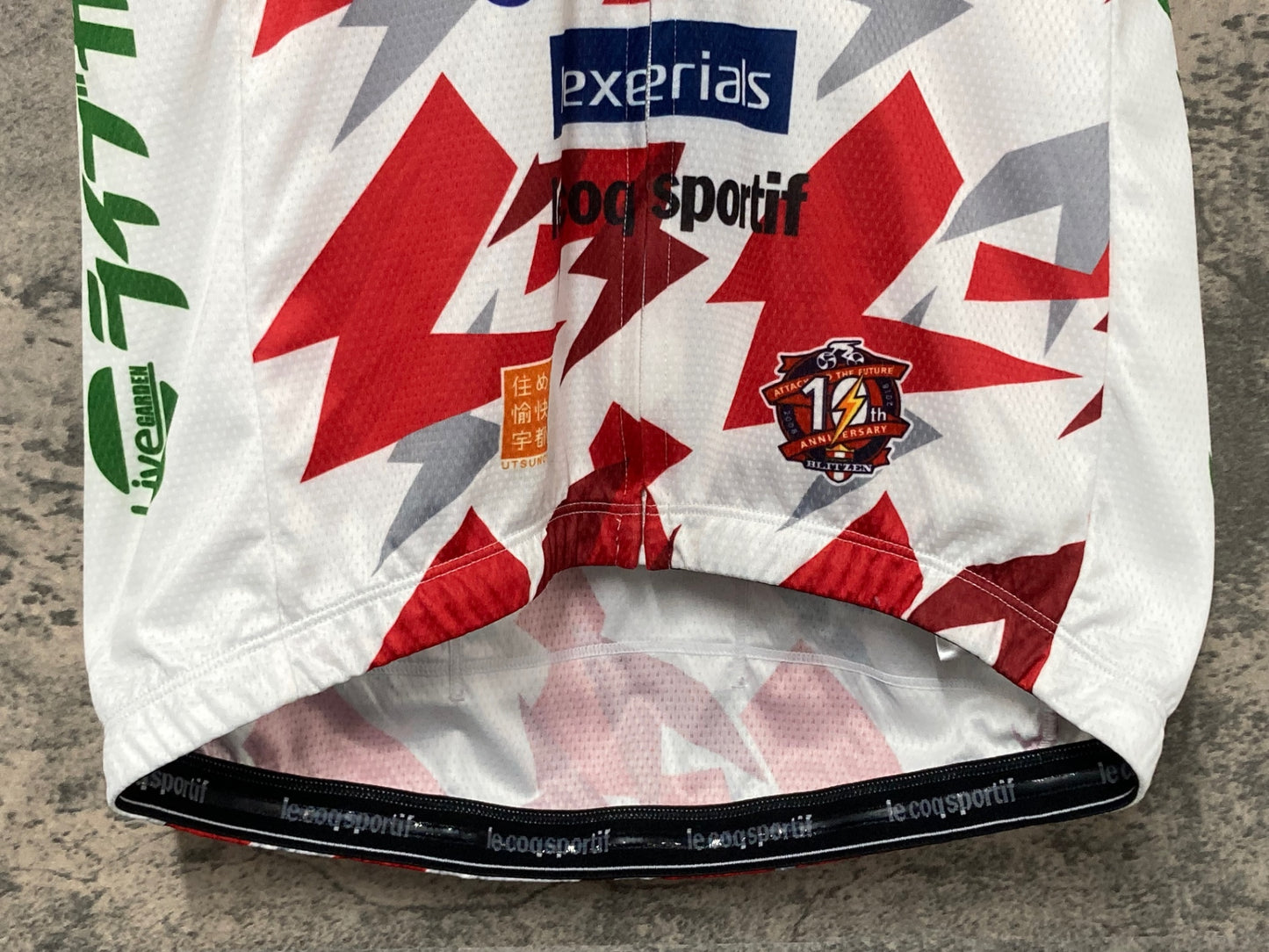 IX156 ルコックスポルティフ le coq sportif 半袖 サイクルジャージ 白 赤 L MERIDA 弱虫ペダル