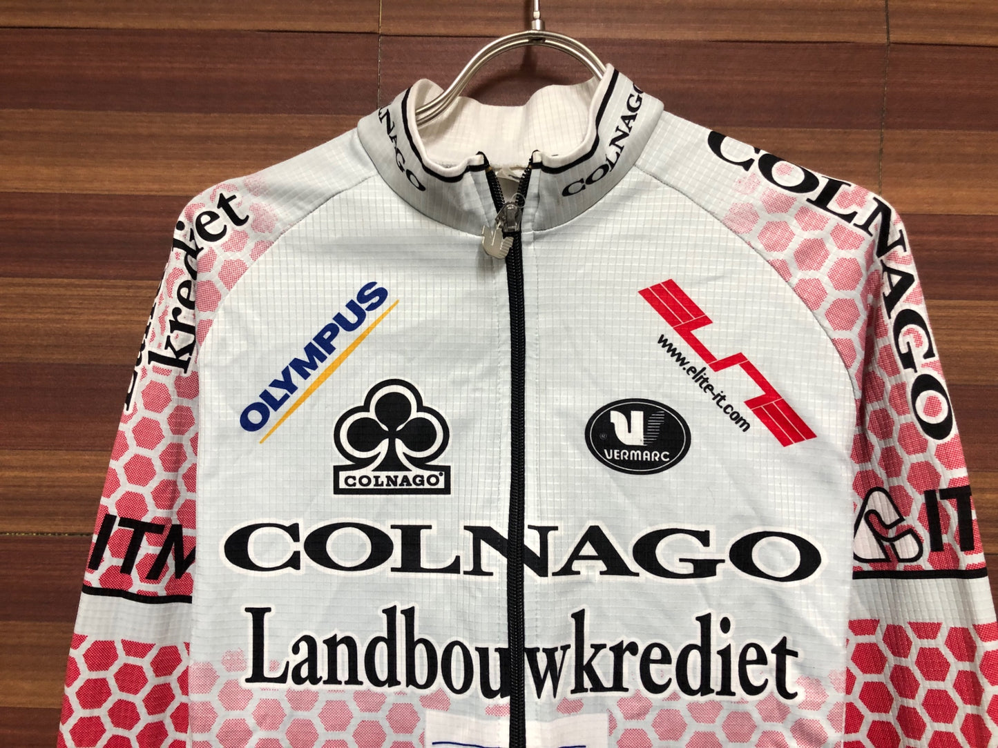 IP089 フェルマルク VERMARC 長袖 サイクルジャージ 白 赤 M 裏起毛 COLNAGO