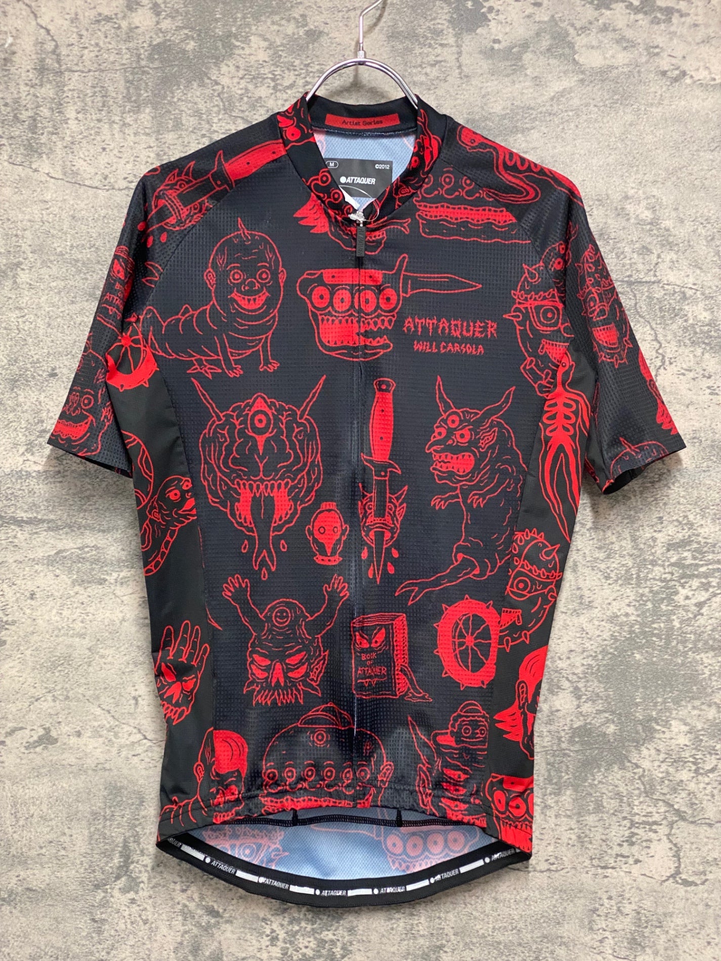 JA623 アタッカー ATTAQUER Artist Series Limited Edition 半袖 サイクルジャージ 赤 黒 M Will Carsola