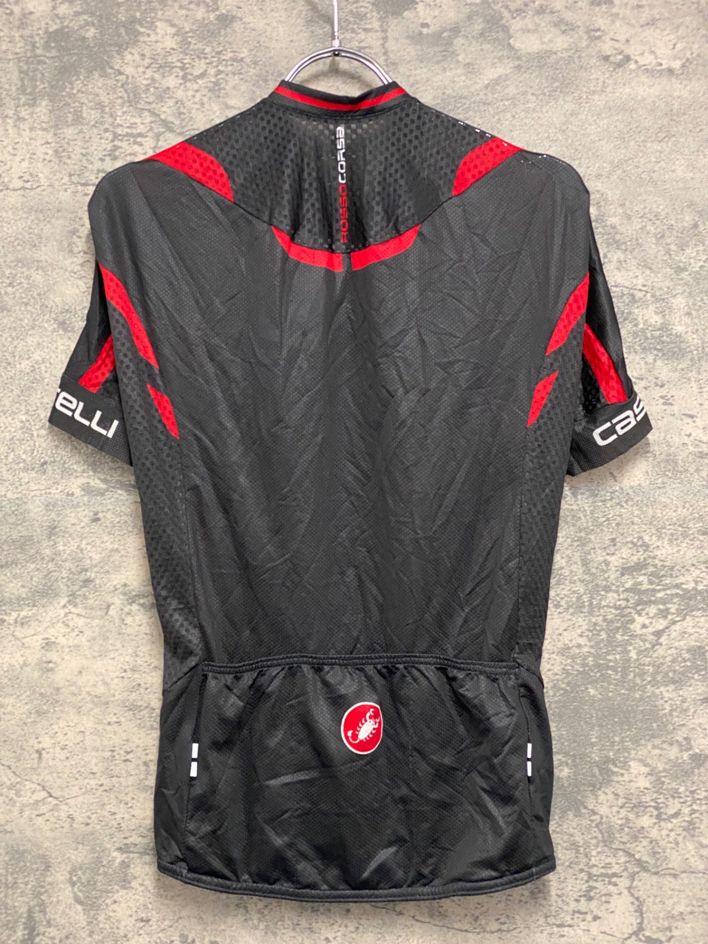 IZ472 カステリ CASTELLI ROSSOCORSA 半袖 サイクルジャージ 黒 赤 S