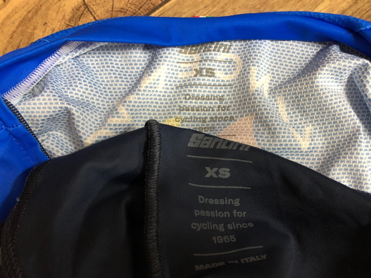 IA751 サンティーニ Santini 半袖 サイクルジャージ ビブショーツ 上下セット 青 XS ヴィンチェンツォ･ニバリ