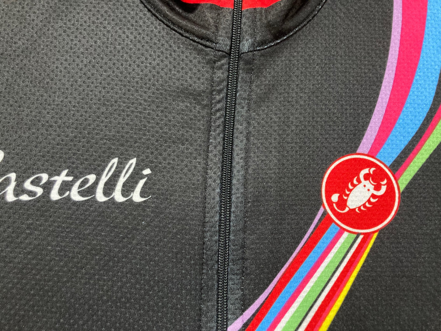 HU429 カステリ CASTELLI 長袖 サイクルジャージ 黒 総柄 レディース S 裏起毛