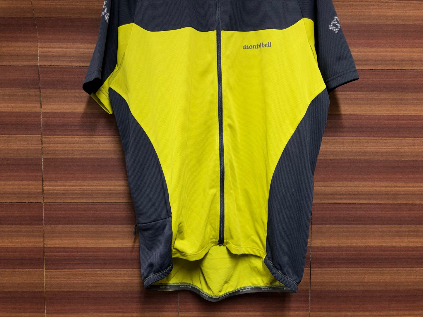 IU742 モンベル mont-bell 半袖 サイクルジャージ グレー 黄 XL