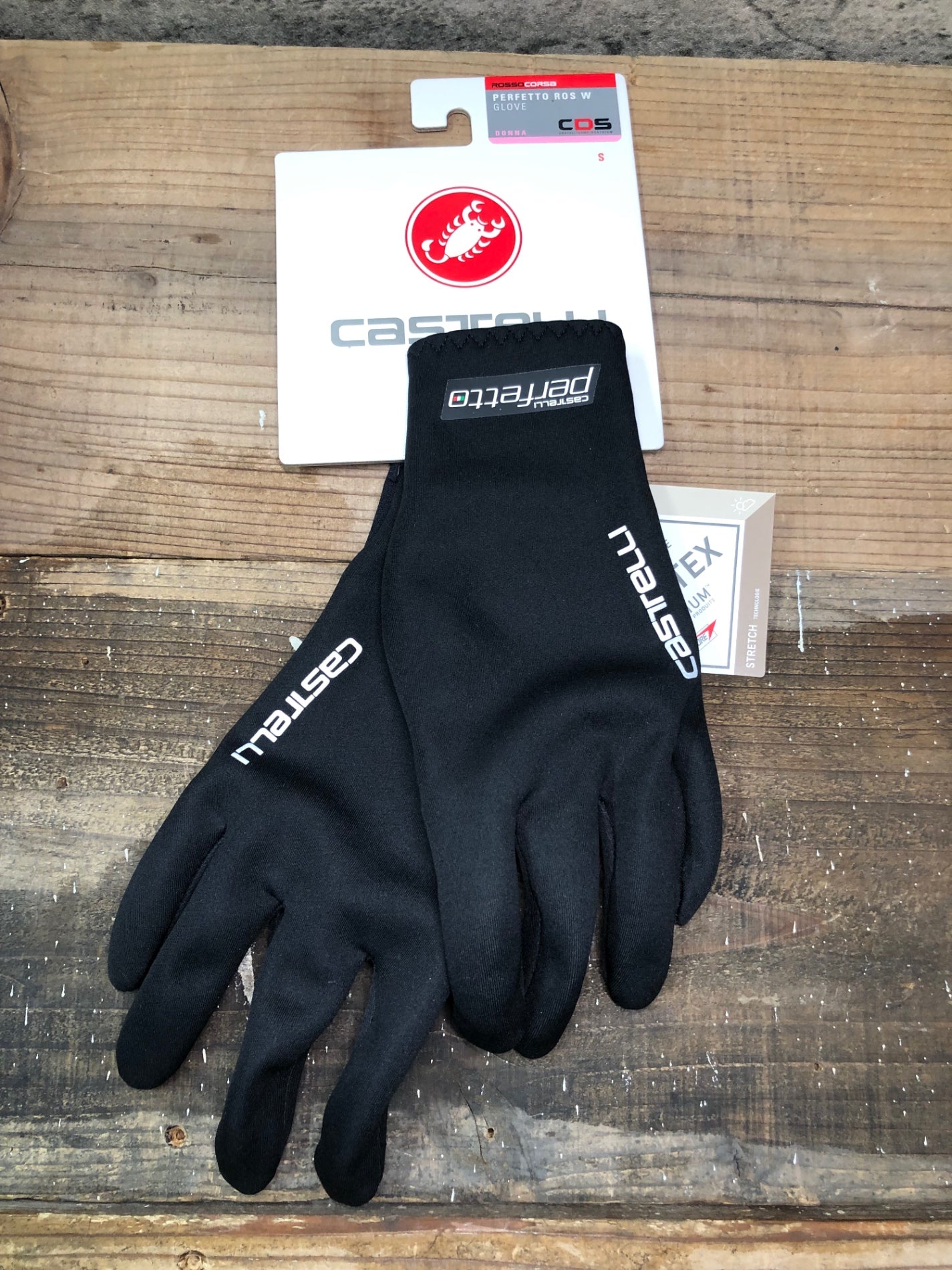IP925 カステリ CASTELLI ROSSO CORSA perfetto 長指 グローブ 黒 S 裏起毛 GORE-TEX INFINIUM