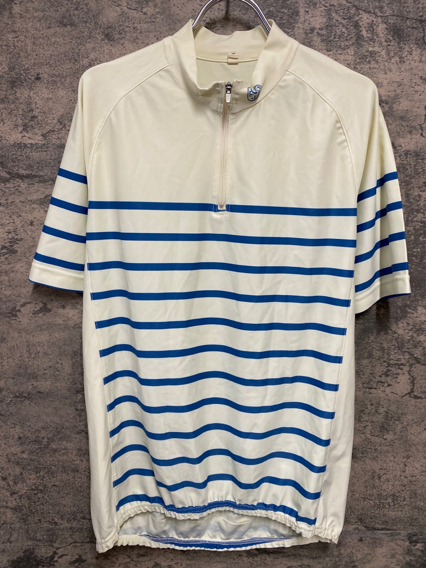 JB764 ステムデザイン STEM DESIGN 半袖 サイクルジャージ 白藍 ボーダー L