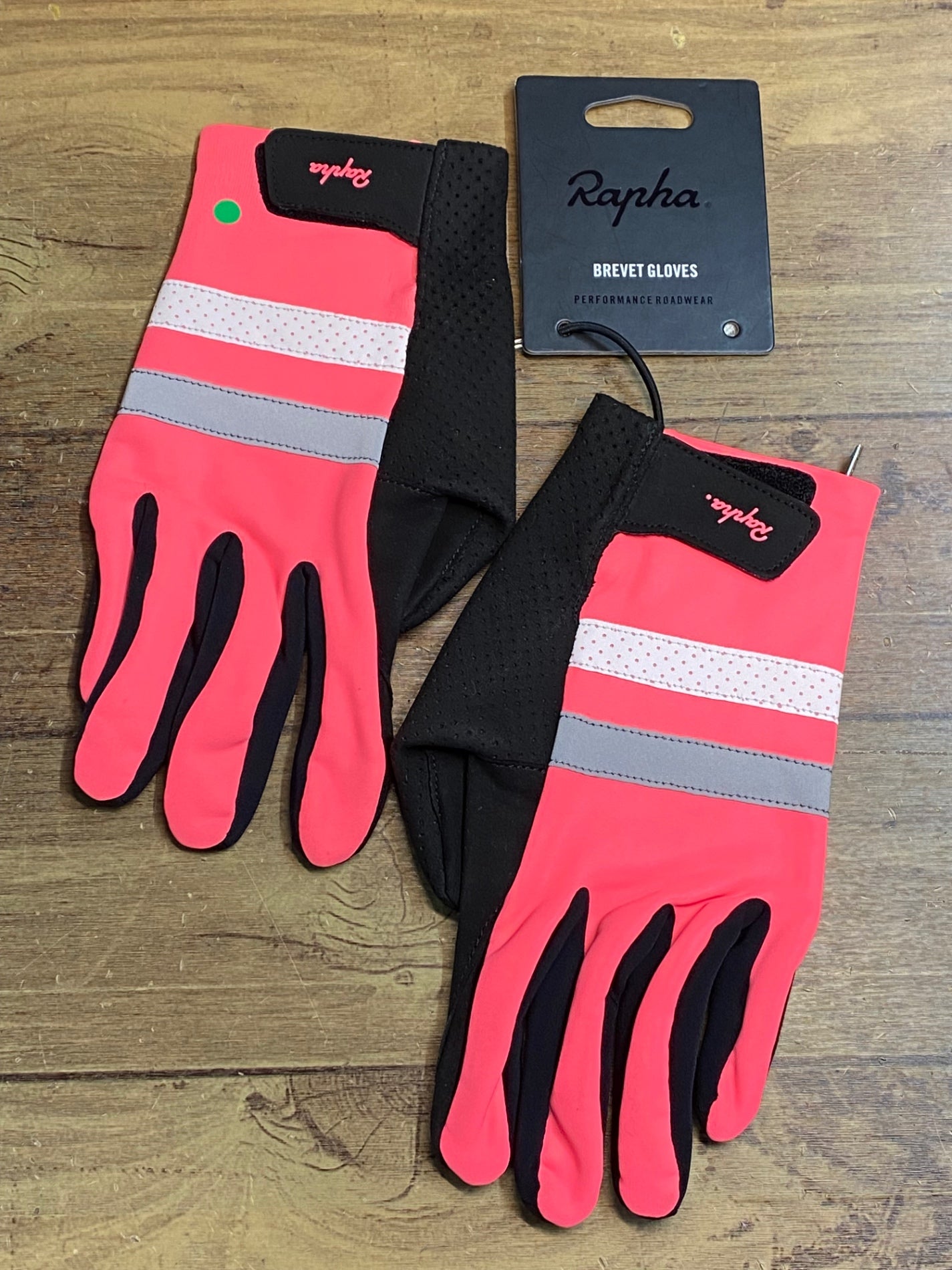 IJ085 ラファ Rapha BREVET REFLECTIVE GLOVES 長切 グローブ ピンク S ※ゴム切れ