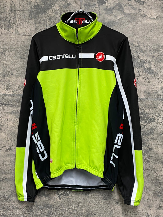 IZ653 カステリ CASTELLI サイクルジャケット 裏起毛 厚手 Lサイズ 黄緑 WINDSTOPPER