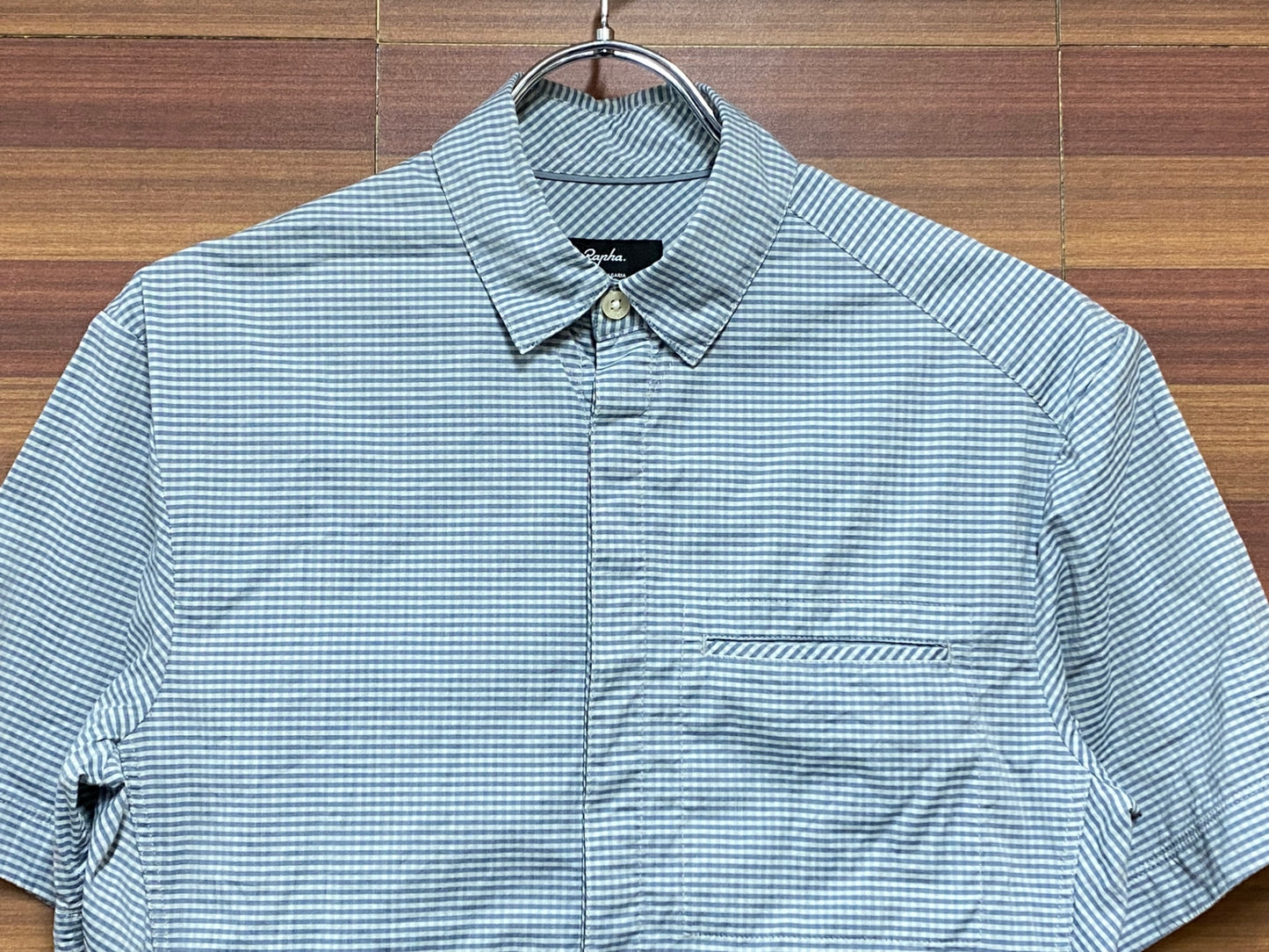 II627 ラファ Rapha SHORT SLEEVE SHIRT 半袖 Yシャツ 白 青 S