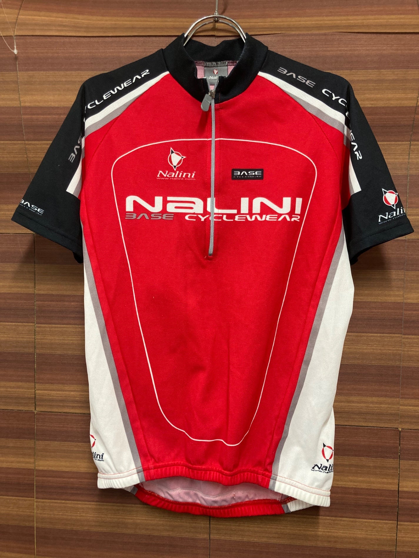 IO716 ナリーニ Nalini 半袖 サイクルジャージ 赤 黒 M ハーフジップ