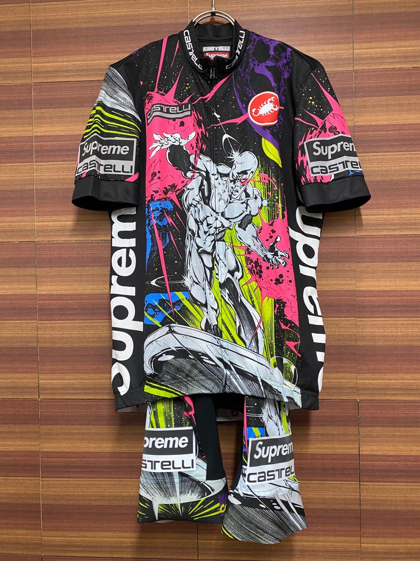 IC357 カステリ CASTELLI Supremeコラボ 半袖 サイクルジャージ ビブショーツ 上下セット Sサイズ