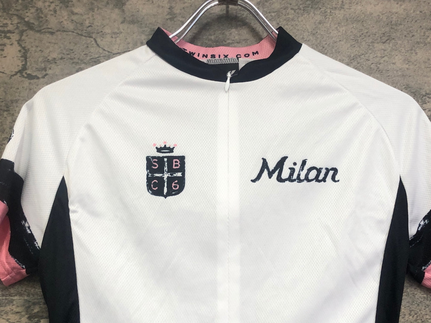 IW592 ツインシックス TWIN SIX 半袖 サイクルジャージ 白ピンク women's S