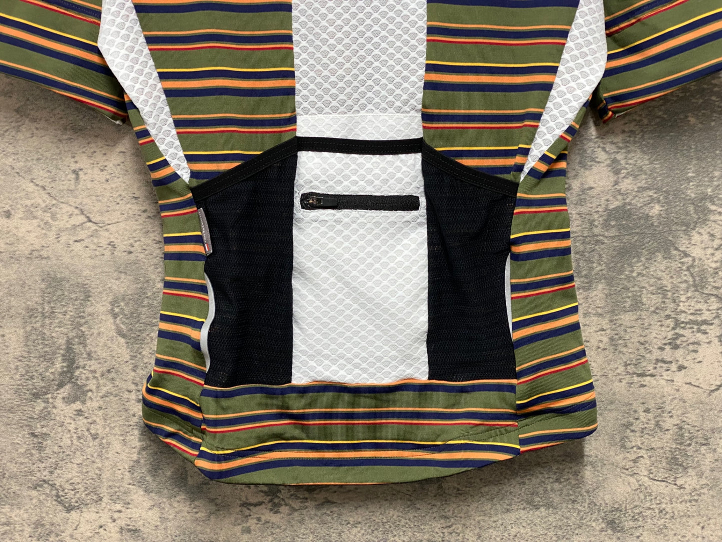 JB505 カフェドシクリステ Cafe du Cycliste FRANCINE Man 半袖 サイクルジャージ カーキ オレンジ 総柄 XS