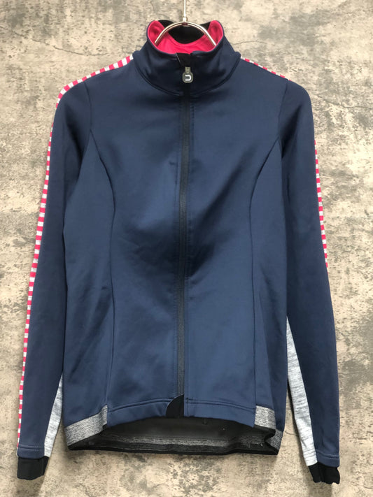 IY187 ドットアウト DOTOUT 長袖 サイクルジャケット 紺 ピンク S 裏起毛 レディース