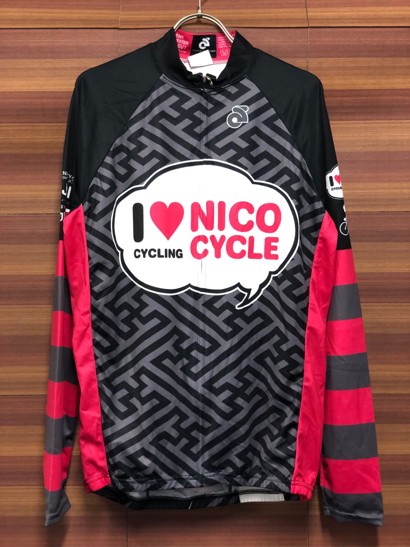 IS998 チャンピオンシステム Champion System 長袖 サイクルジャージ 黒 ピンク L