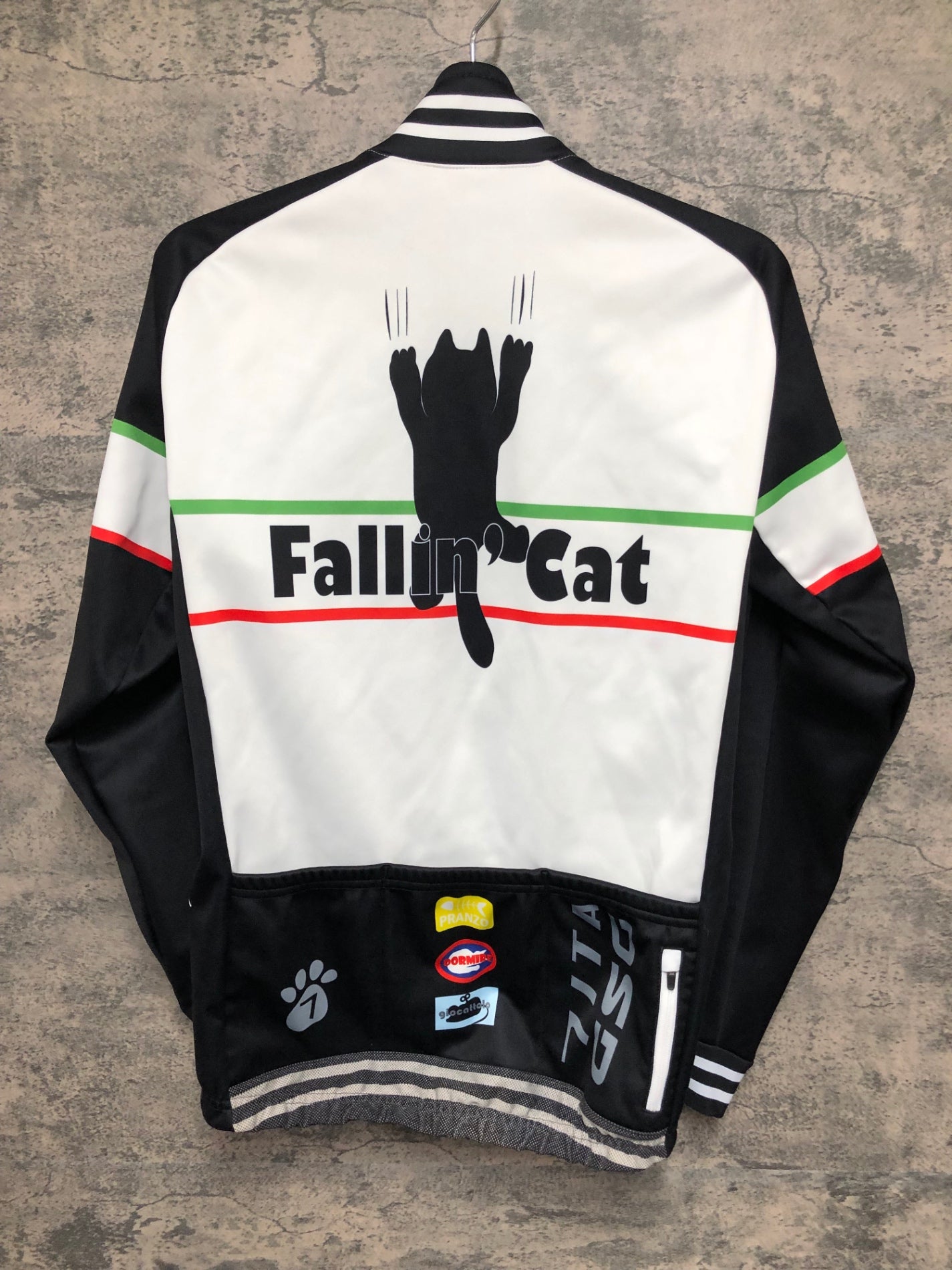 IZ802 7ITA GSG 長袖サイクルジャケット 白黒 L 裏起毛 汚れ