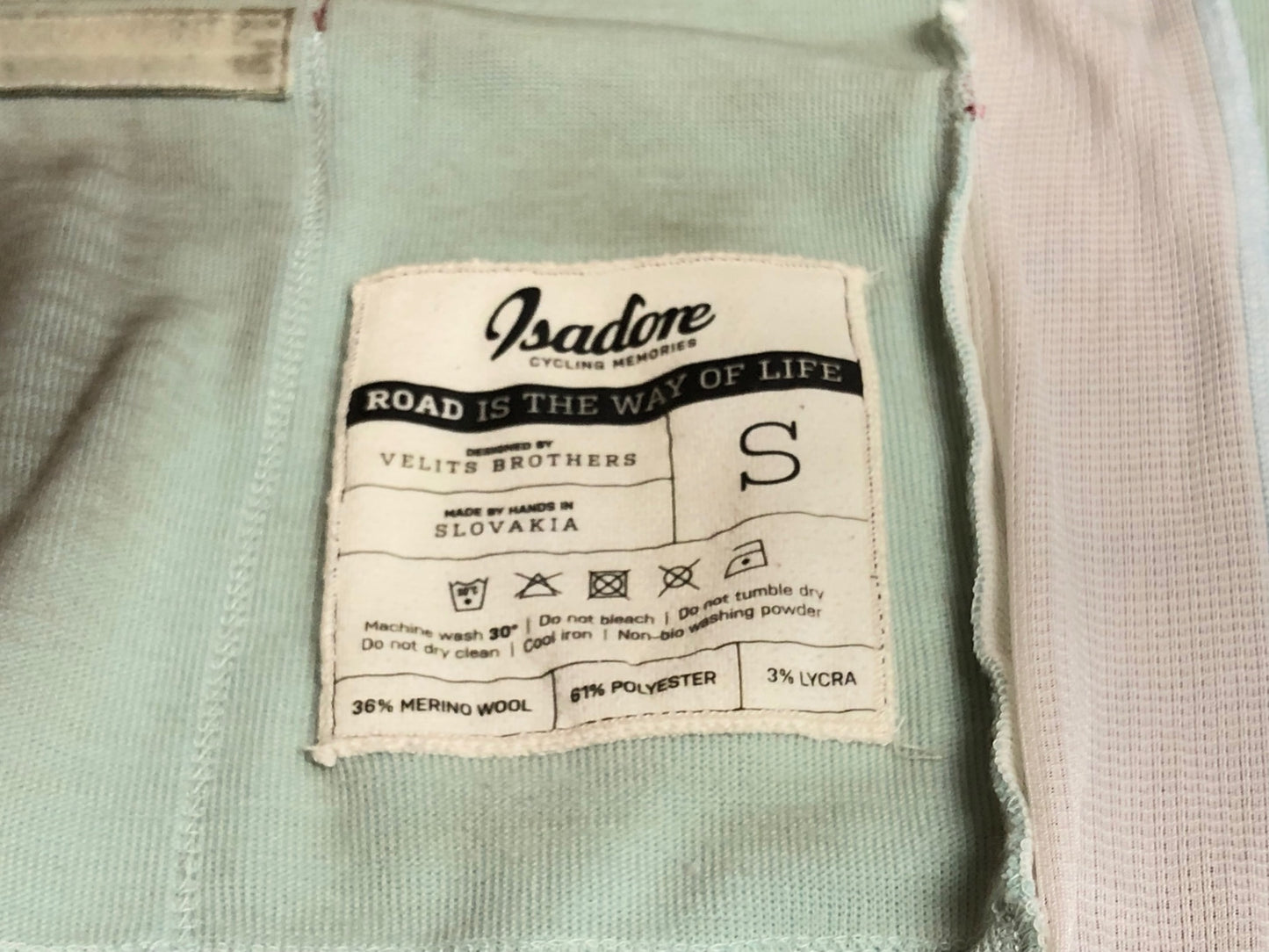 IN525 イザドア Isadore 半袖 サイクルジャージ 水色 白 S ※ほつれ