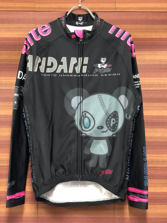 IS893 パンダー二 Pandani 長袖 サイクルジャージ 黒 M 裏起毛