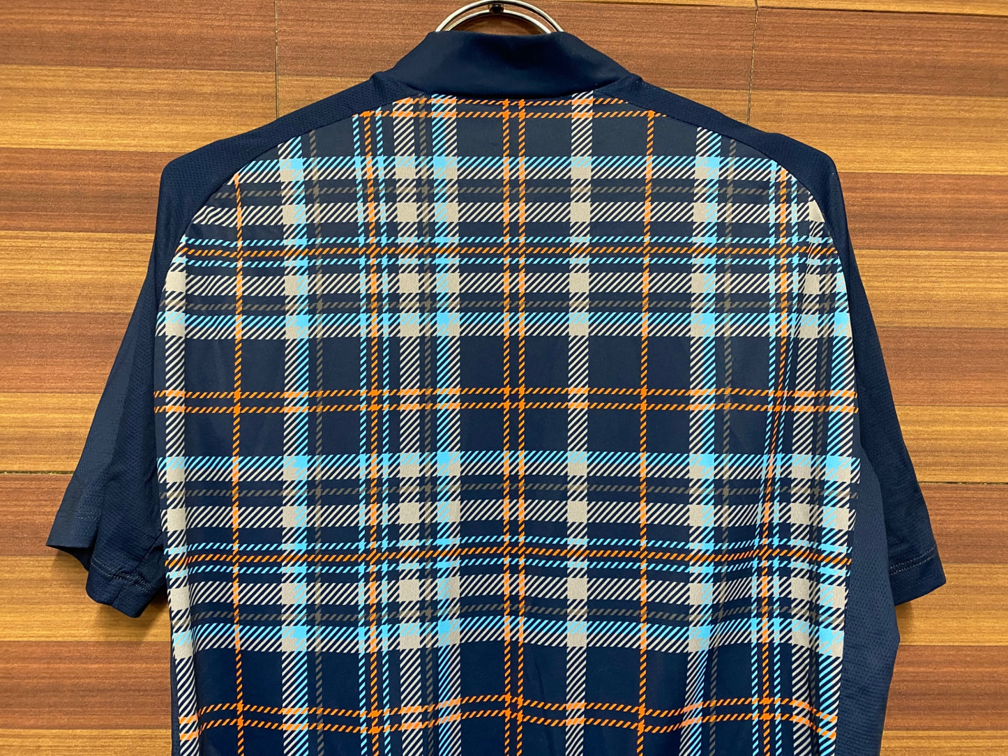 IN341 MYSENLAN 半袖 サイクルジャージ チェック 青 M