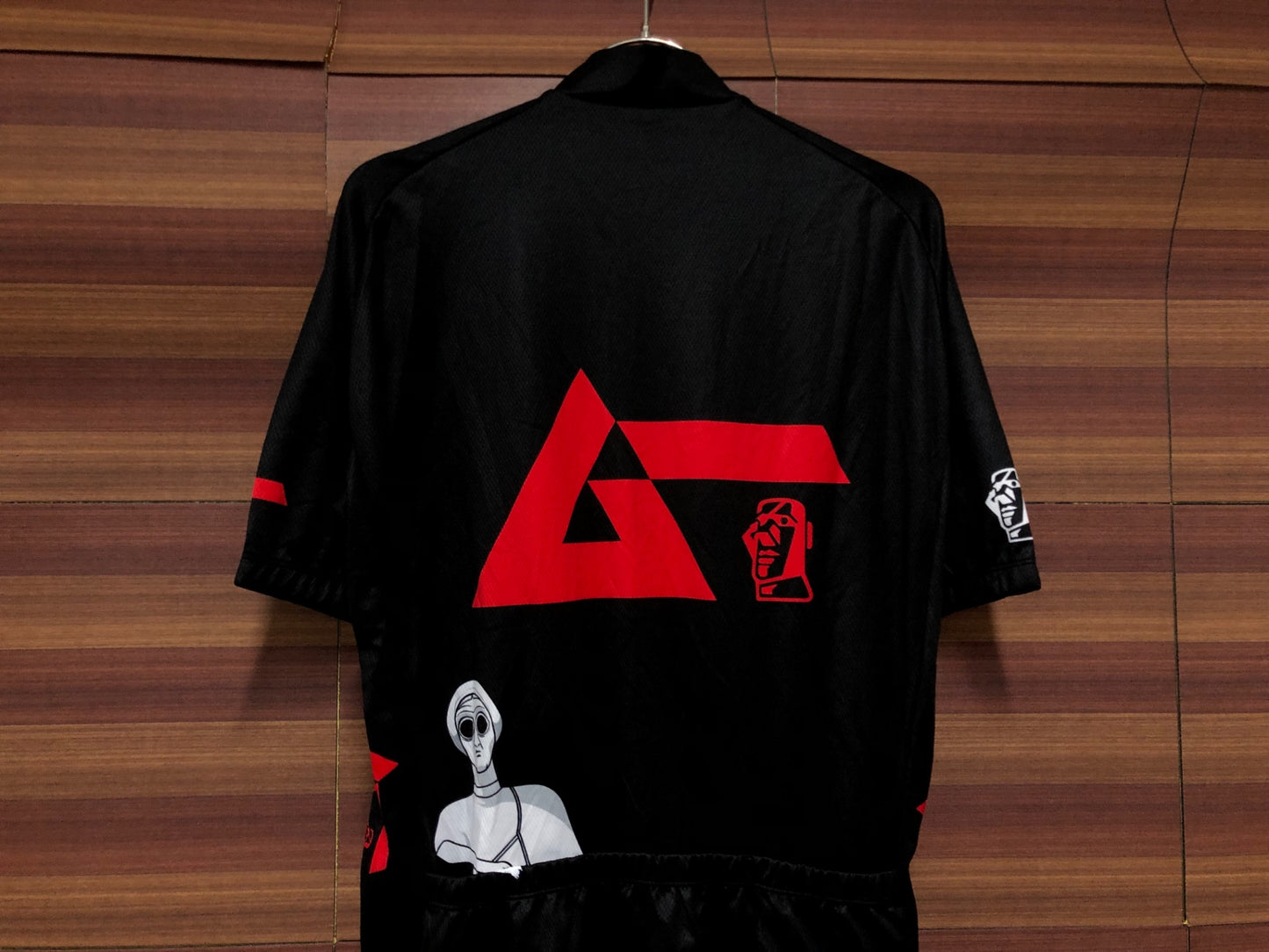 IS990 ウェイブワン WAVE ONE 半袖 サイクルジャージ 黒 赤 L SUPER MYSTERY MAGAZINE 痛ジャージ