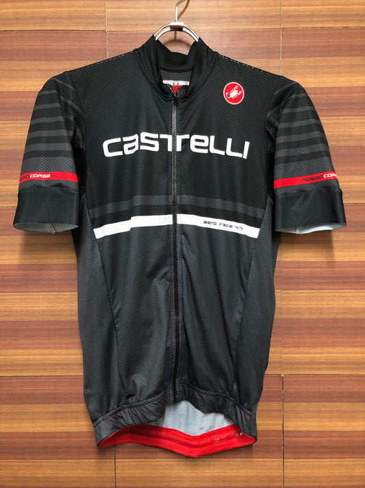 IK422 カステリ CASTELLI ROSSO CORSA aero race 4.7 半袖 サイクルジャージ 黒 M ※ほつれ