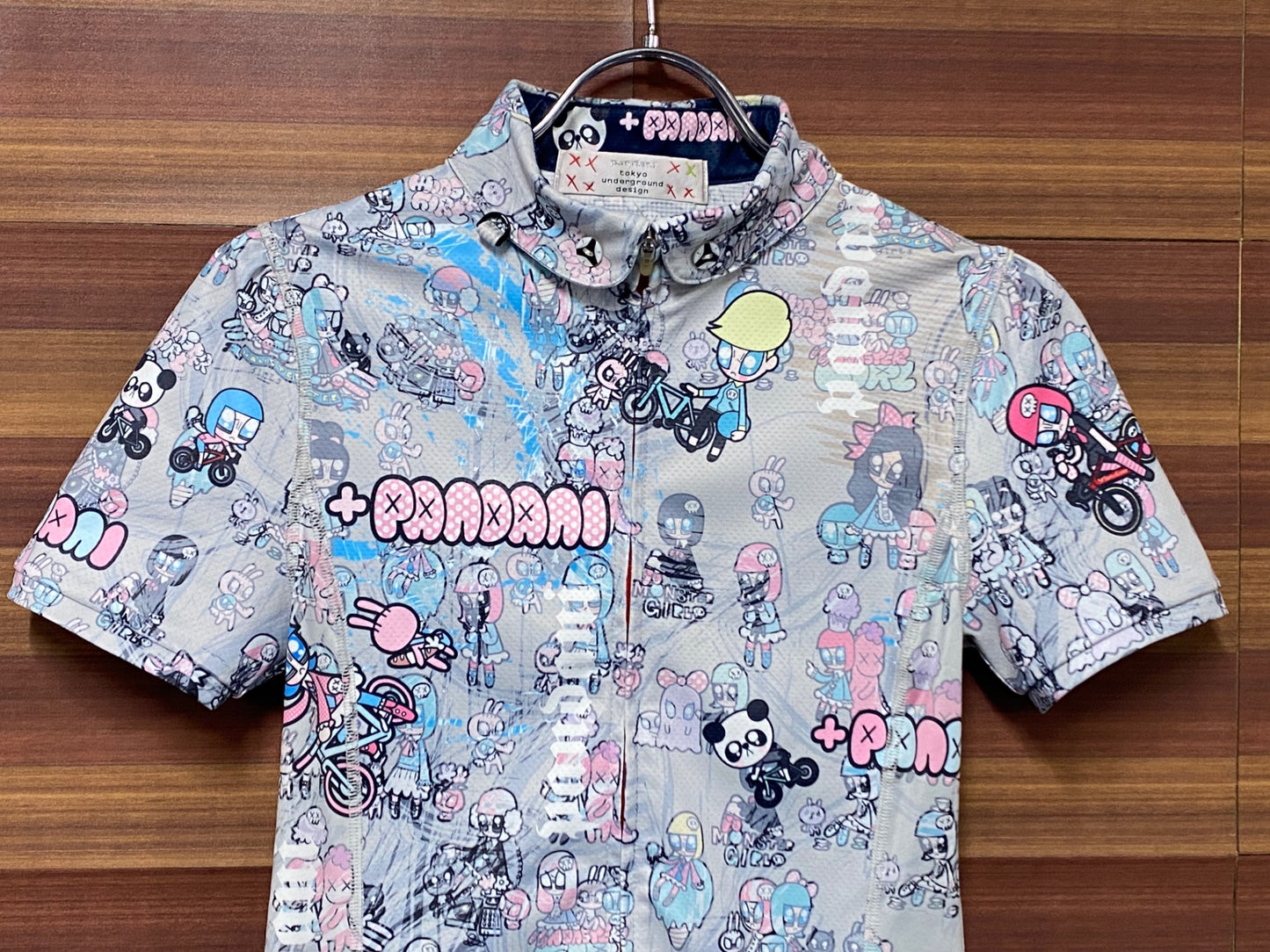IT122 パンダーニ Pandani 半袖 サイクルジャージ グレー 総柄 S