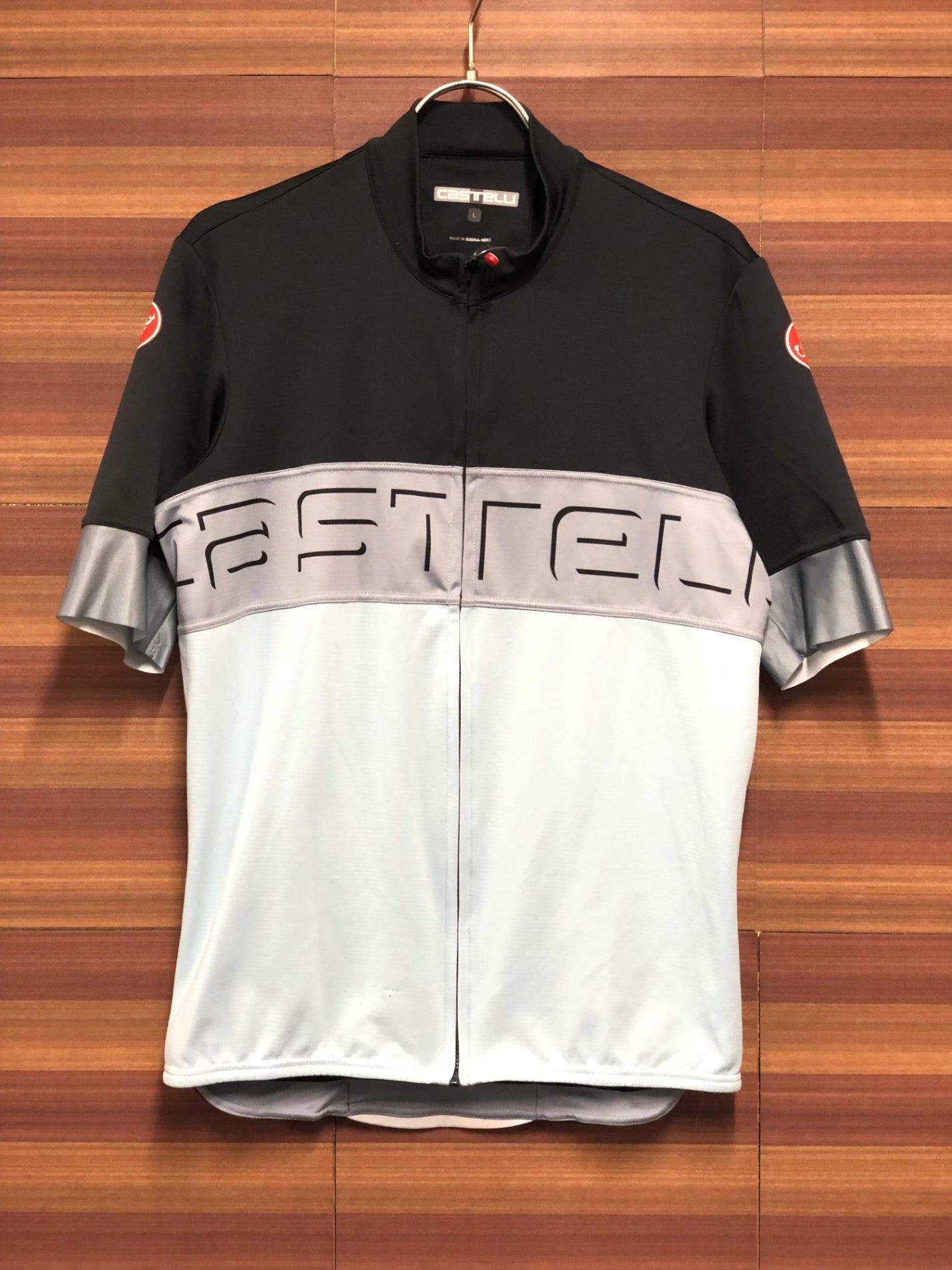 IO225 カステリ castelli 半袖サイクルジャージ 黒グレー ほつれあり