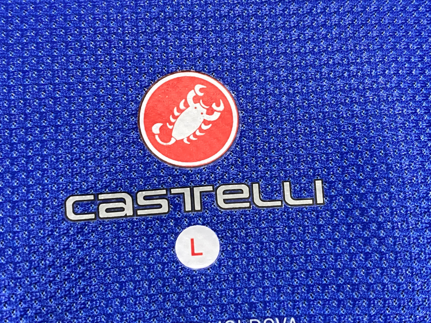 HL618 カステリ CASTELLI 半袖 サイクルジャージ 青 L ※ほつれ