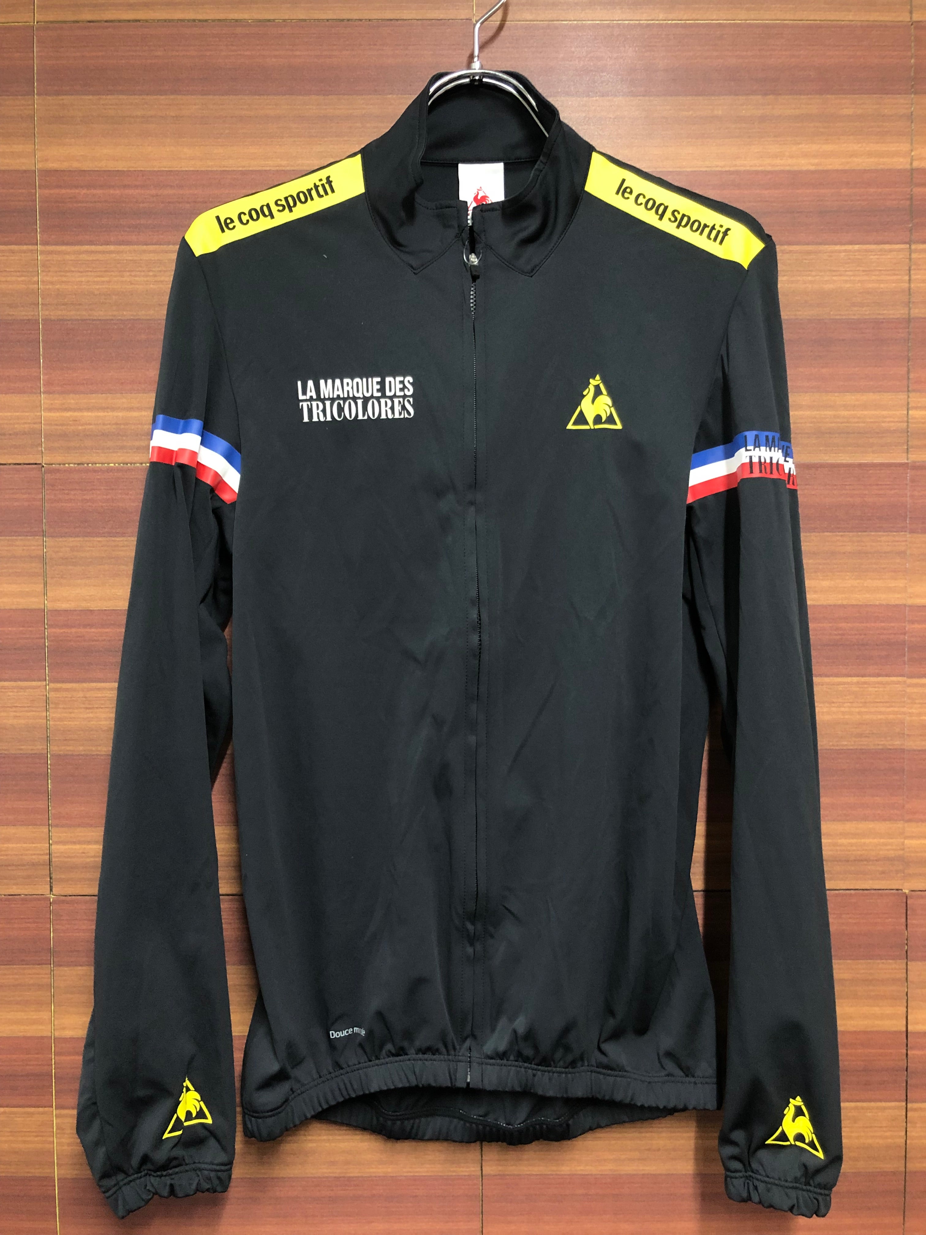 HM044 ルコックスポルティフ le coq sportif 長袖 サイクルジャージ 黒 黄 M