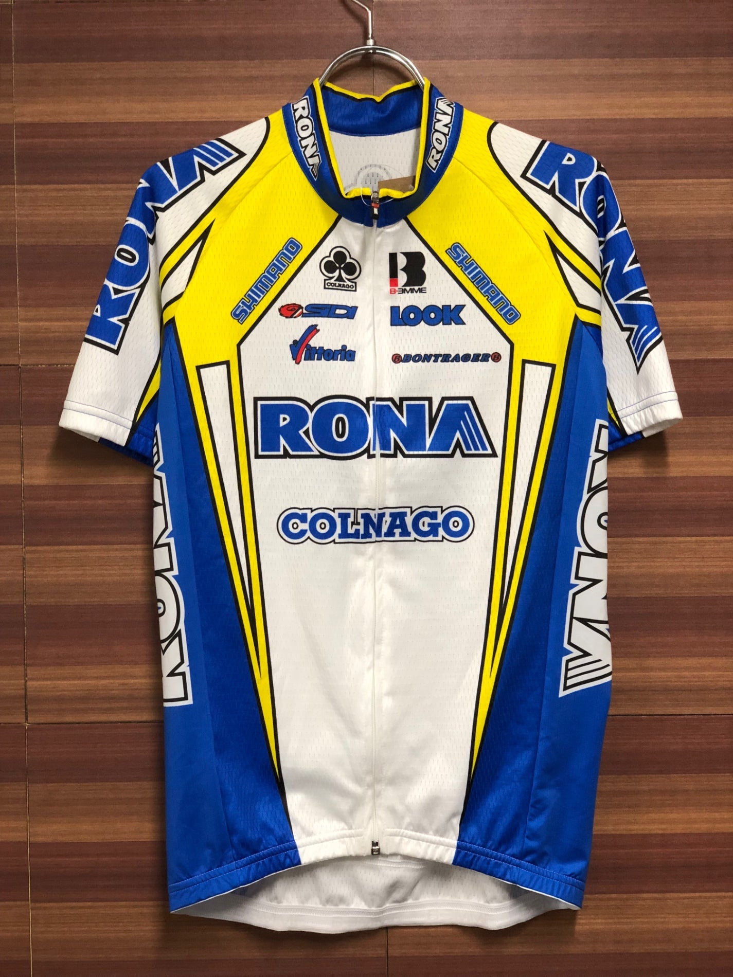 HO940 ビエンメ BIEMME TEAM RONA Colnago SS JERSEY サイクルジャージ 白青黄 M