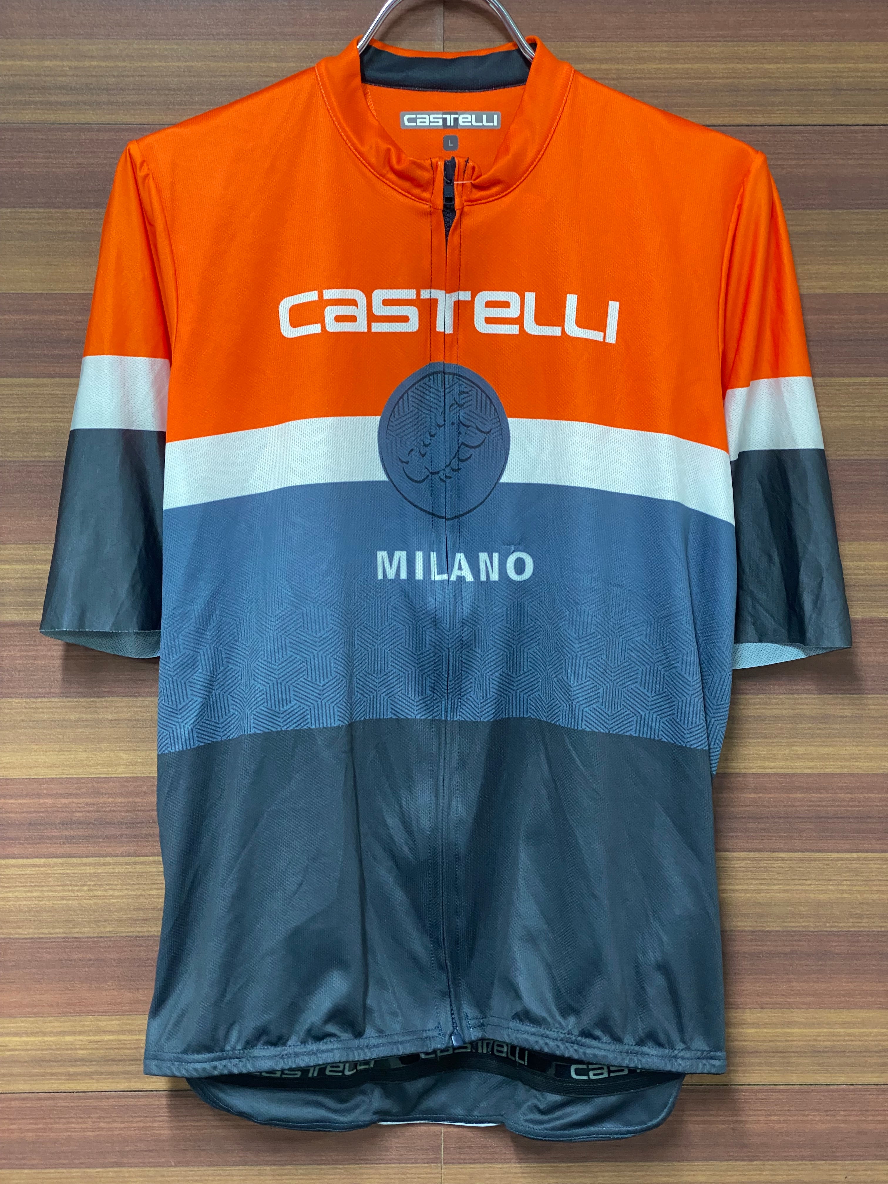 GE911 カステリ CASTELLI 半袖 サイクルジャージ オレンジ グレー L