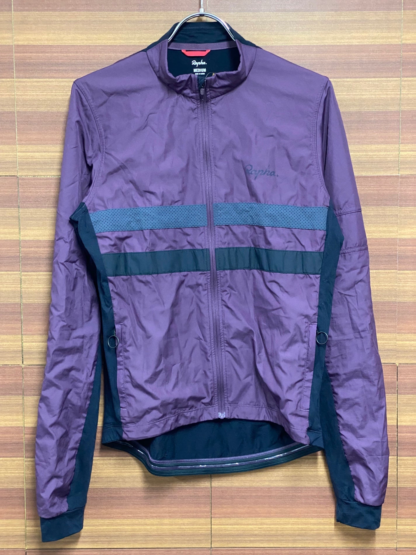 HQ550 ラファ Rapha ロングスリーブ ブルべ ウィンドブロックジャージ LONG SLEEVE BREVET WIND BLOCK JERSEY 紫 M ※ほつれ