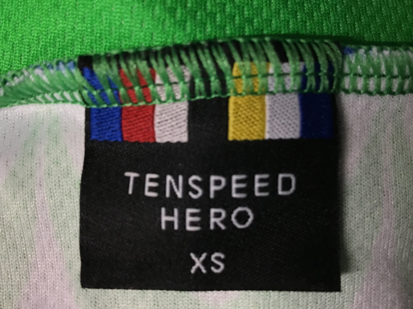 FP874 テンスピードヒーロー TEN SPEED HERO 半袖 サイクルジャージ 緑青白 XS