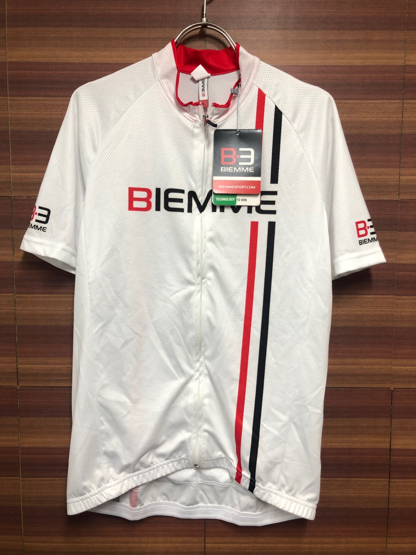 HO979 ビエンメ BIEMME 17SS ITEM TWO JERSEY サイクルジャージ WHITE/RED WHI-RED L