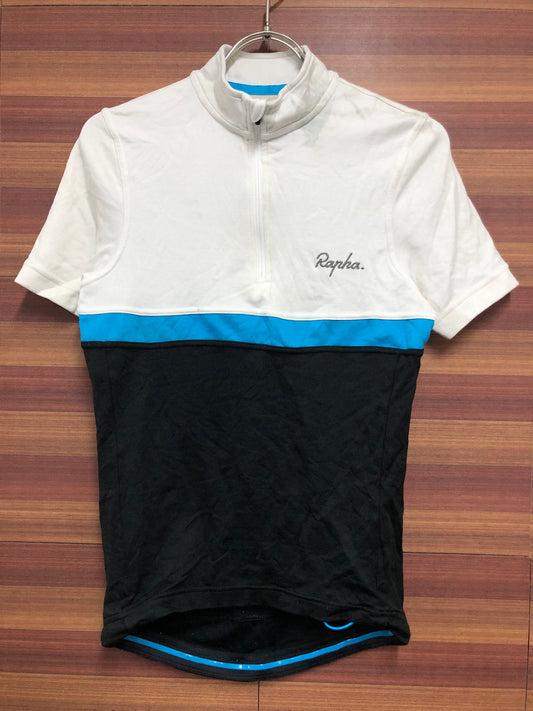 GZ490 ラファ Rapha クラブジャージ CLUB JERSEY 半袖 白 黒 XS TEAM sky ※汚れ