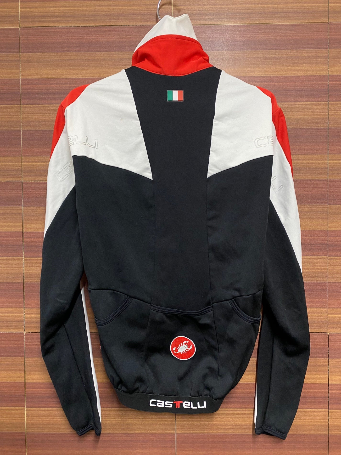 HP966 カステリ CASTELLI 長袖サイクルジャージ 赤黒 S 裏起毛 GORE WINDSTOPPER