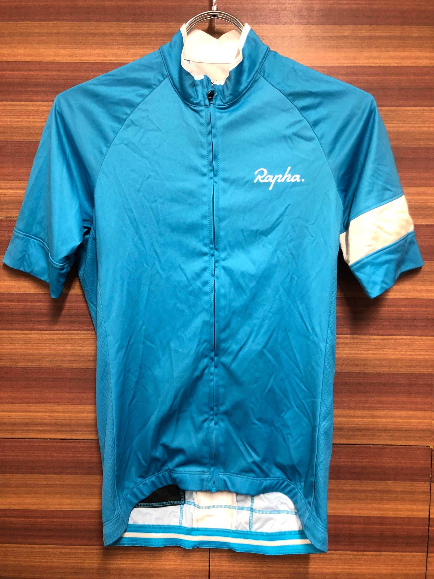 HN082 ラファ Rapha トレーニングジャージ TRAINING JERSEY 半袖 青 XS TEAM sky ※汚れあり