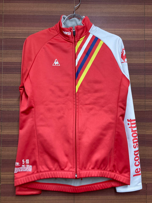 HQ255 ルコックスポルティフ le coq sportif 長袖 サイクルジャケット 赤 白 O 裏起毛