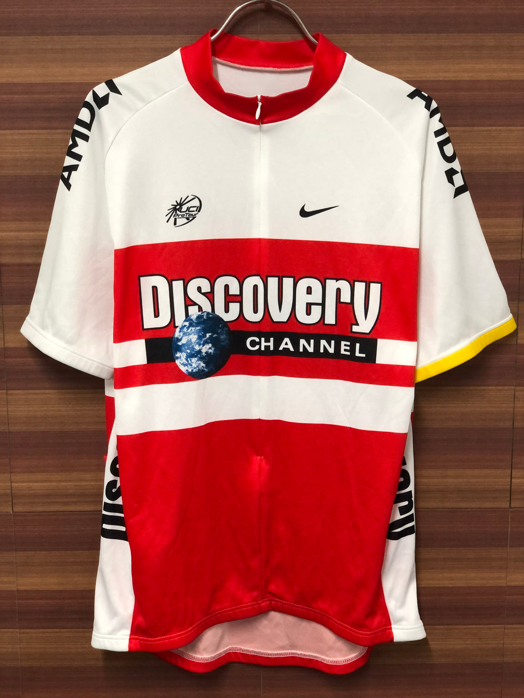 GS875 ナイキ NIKE DISCOVERY CHANNEL 半袖 サイクルジャージ XLサイズ 白 赤 別府文之 日本チャンピオン