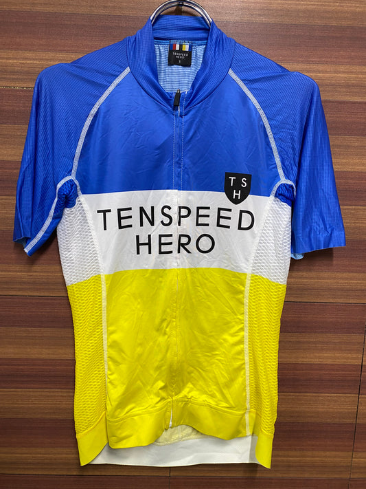 HL815 TENSPEED HERO 半袖 サイクルジャージ 青 白 黄 S