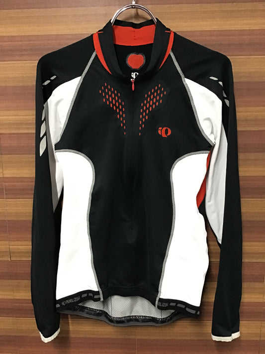 HF644 パールイズミ PEARL iZUMi 長袖 サイクルジャージ 白 黒 M ※毛玉