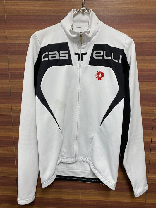 HI931 カステリ CASTELLI 冬用長袖ジャージ 裏起毛 サイズ不明 白 ※ほつれ、汚れあり